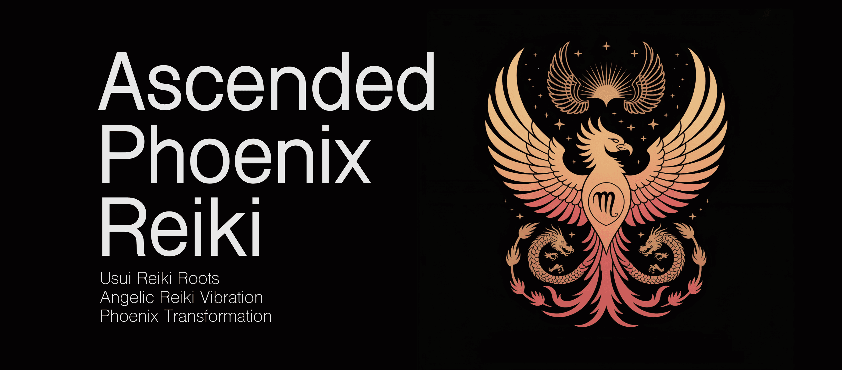 Ascended Phoenix Reiki title artwork with phoenix emblem